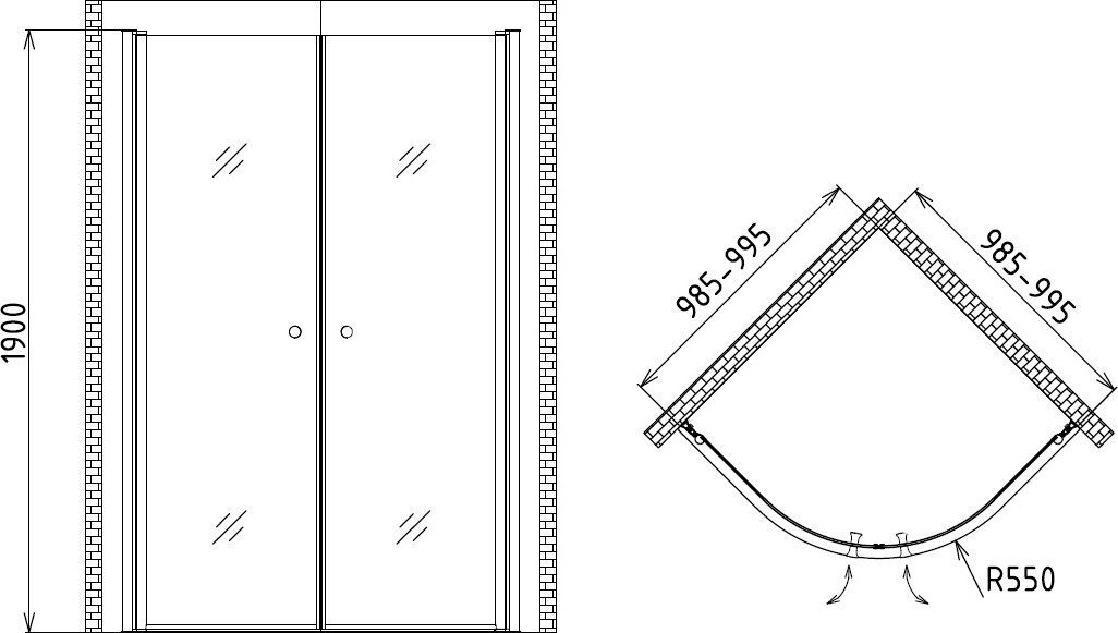 Душевой уголок Gemy New Rockcoco S03082B 100x100 см - 3