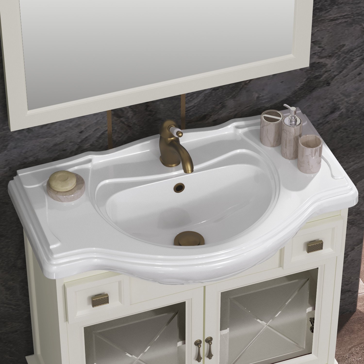 Тумба с раковиной Opadiris Борджи 85 слоновая кость - 4