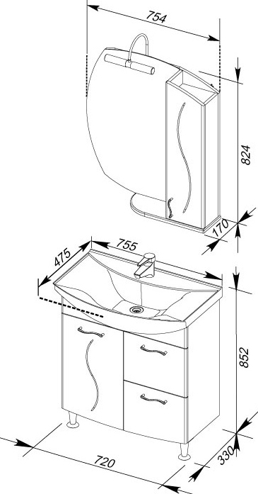 Мебель для ванной Aquanet Моника 75 - 8