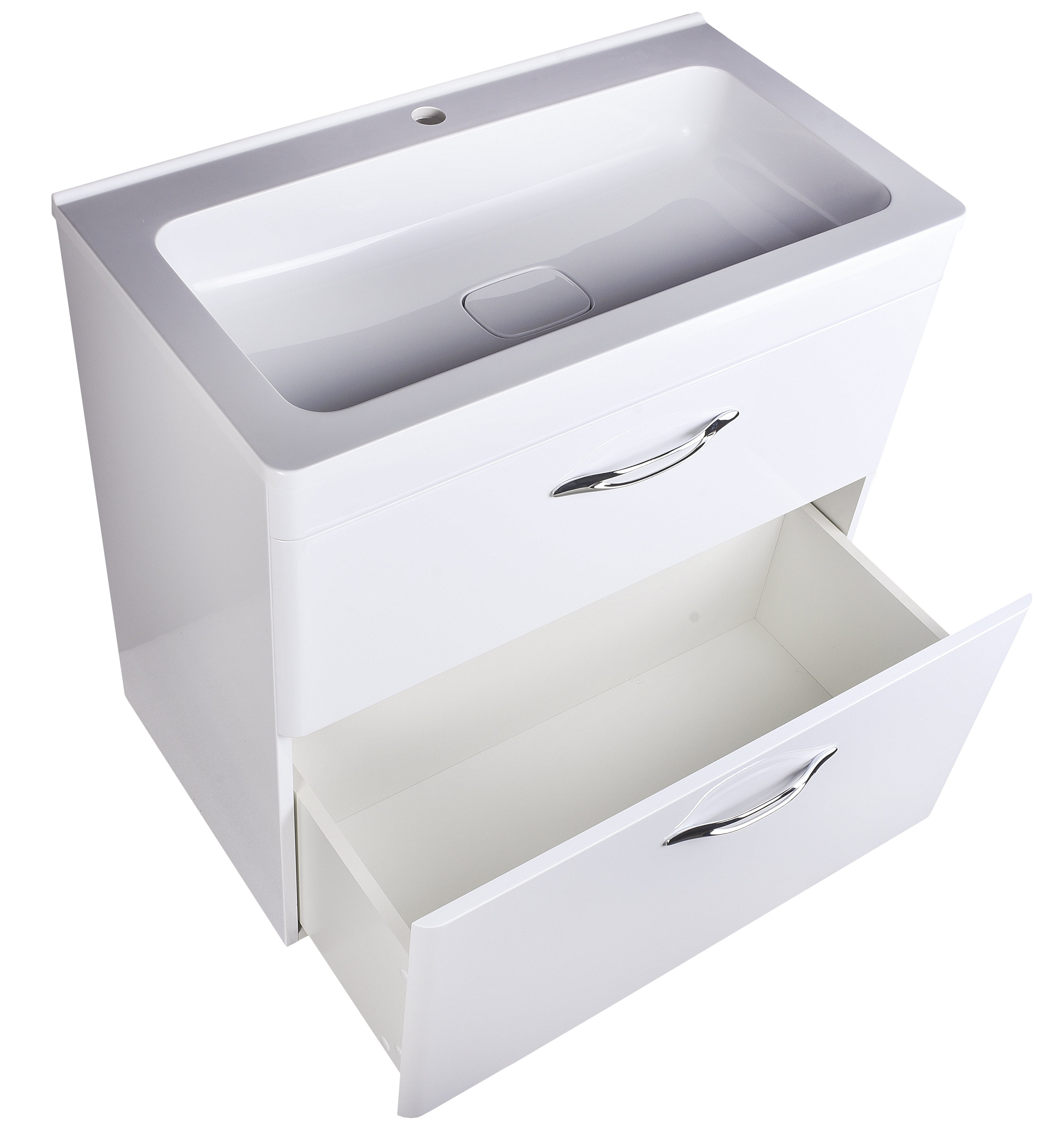 Тумба напольная Каре 80 (2 ящ.) Люкс белая, PLUS СС-00002267 - 1