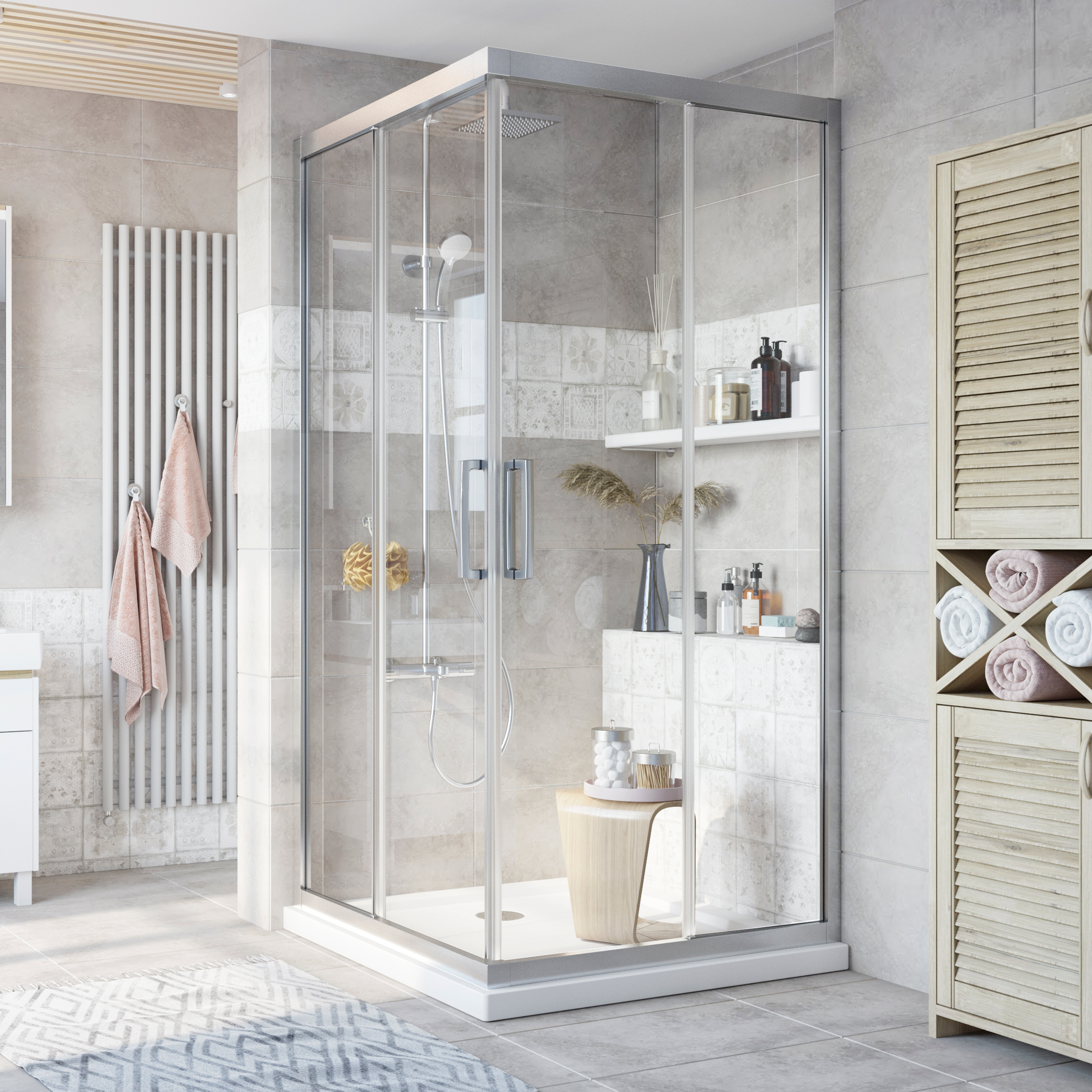 Душевой уголок STWORKI Дублин DE019SC9595200 95x95 см профиль хром матовый 3GW026TTKK000 - 0