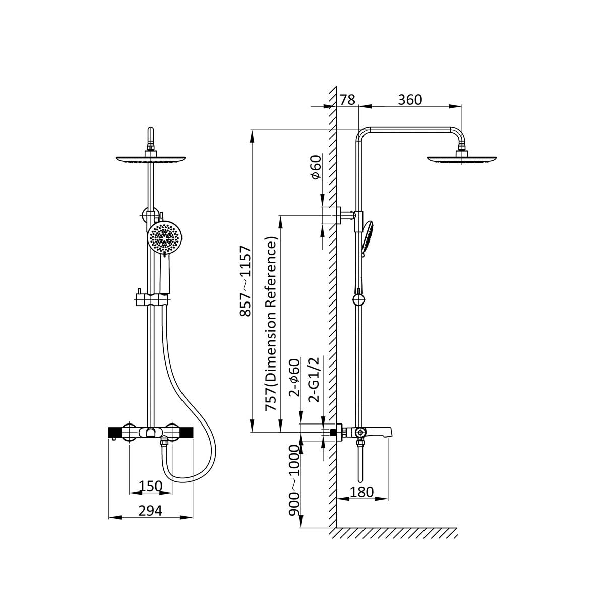 Душевая стойка Vincea Desire термостатическая золото VSFS-1D1TBG - 6