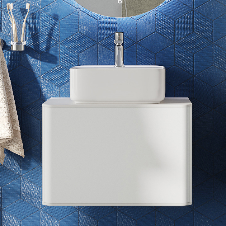 Тумба с раковиной STWORKI Ноттвиль 60 белая, без выреза под смеситель 444530 - 0