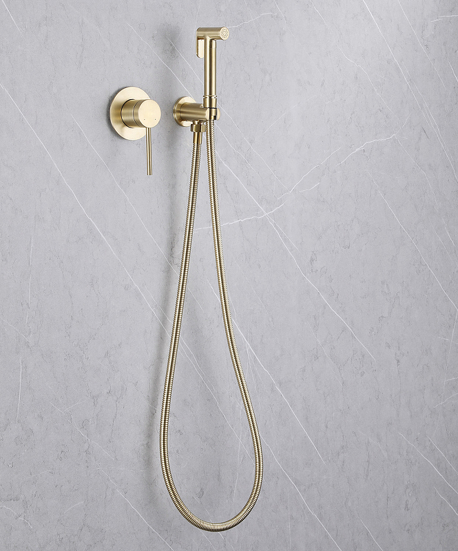 Гигиенический душ со смесителем Abber Emotion золото матовое AF8825G - 1