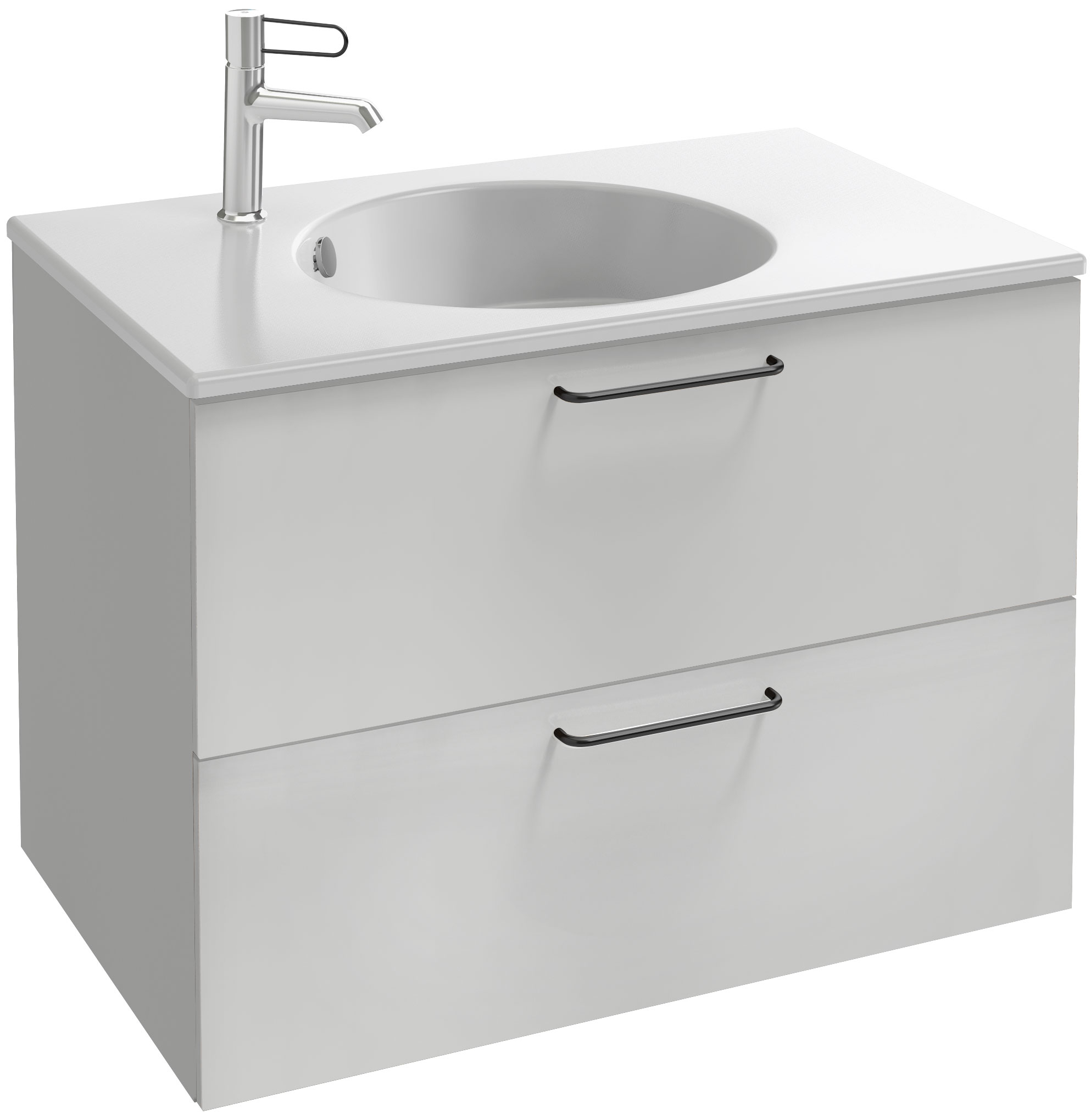 Тумба для комплекта Jacob Delafon Odeon Rive Gauche 80 белая, 2 ящика, ручки черные EB2522-R9-N18 - 0