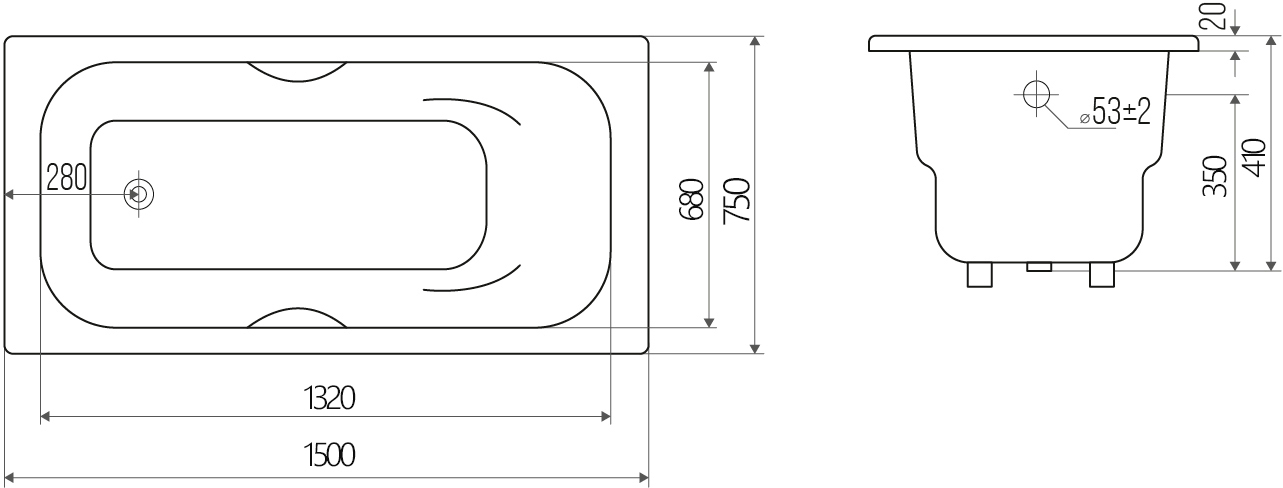Чугунная ванна Goldman Donni 150x75 DN15075 - 4