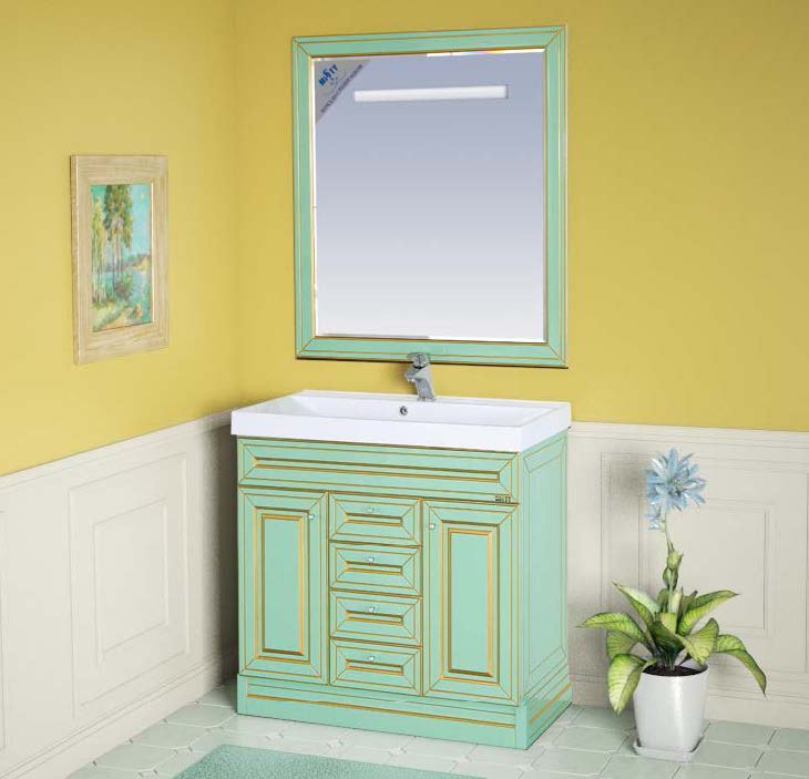 Тумба с раковиной Misty Vena 75 салатовая, патина - 2