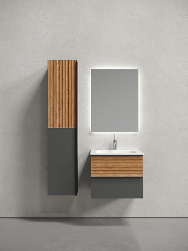 Тумба под раковину Sancos Delta 59х44 серая - светлое дерево DL60GR - 1