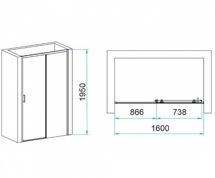 Душевая дверь RGW Passage PA-017 160х195 профиль хром стекло прозрачное 350801716-11 - 1