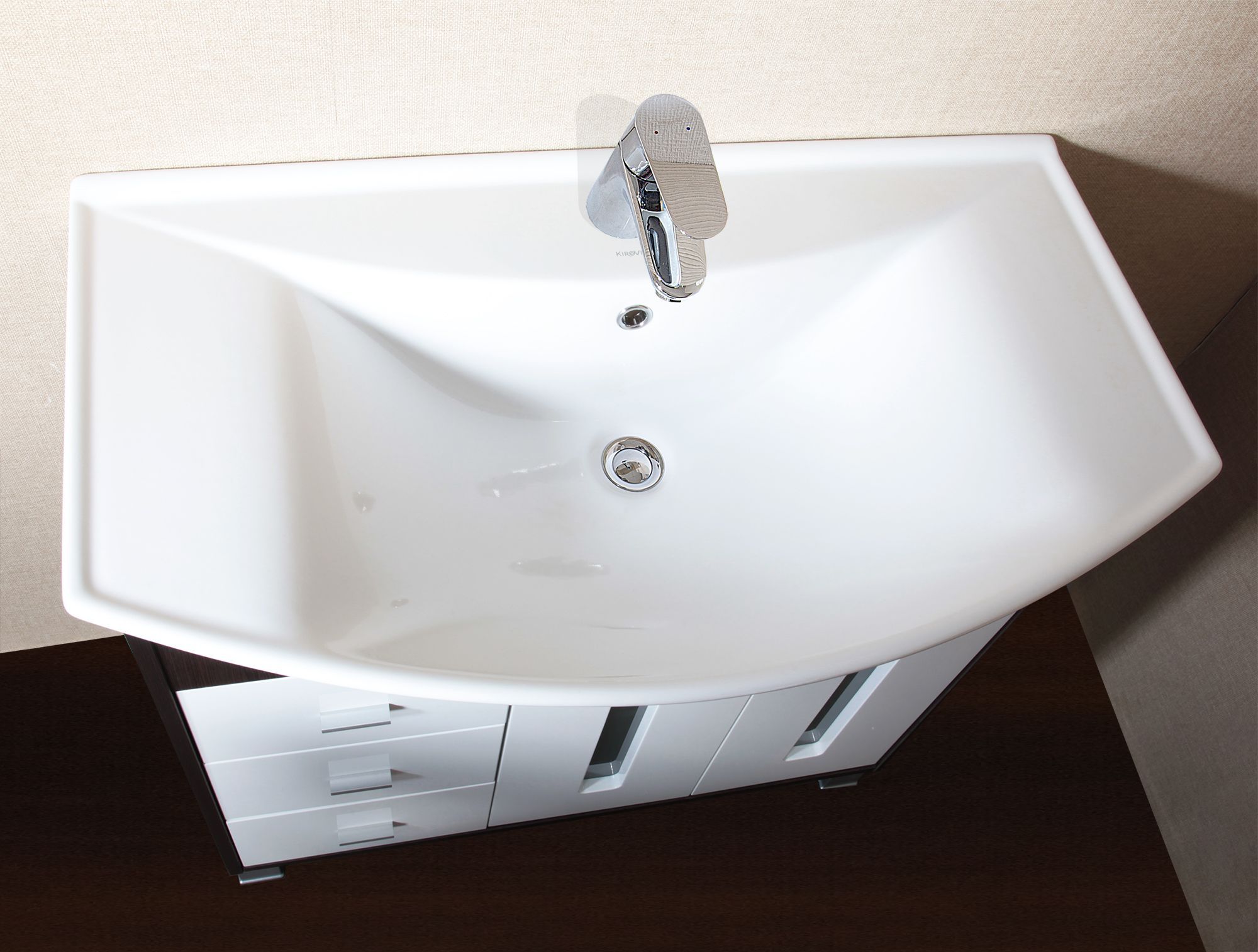 Тумба с раковиной Бриклаер Бали 85 венге, белый глянец - 2