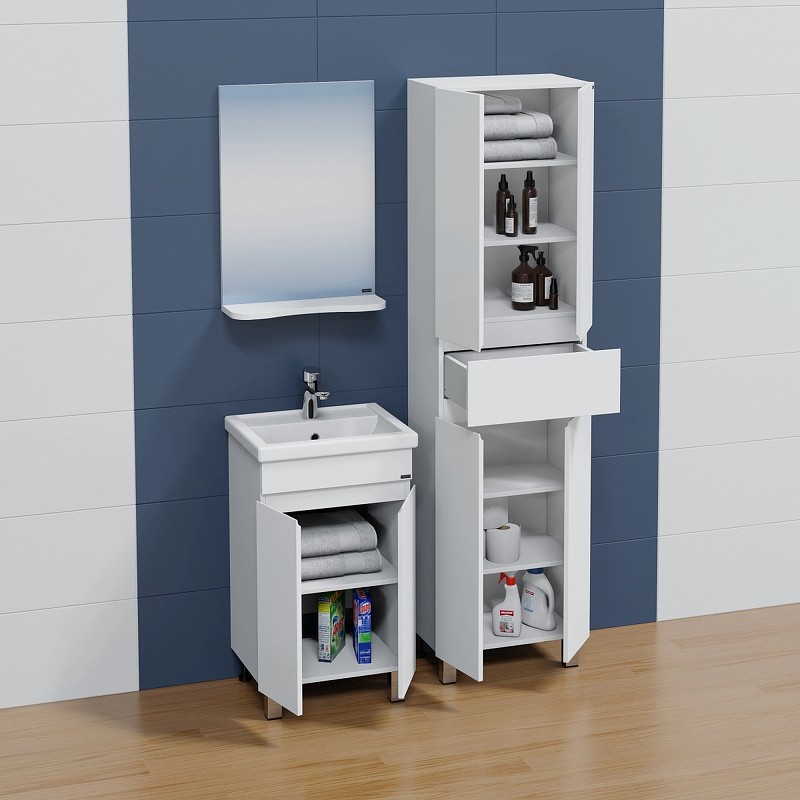 Шкаф-пенал напольный Санта Марс 50 белый 700249 - 4