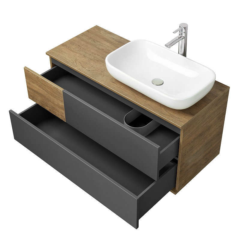 Тумба под раковину Aquaton Терра 105 светлое дерево-серый 1A246901TEKA0 - 8