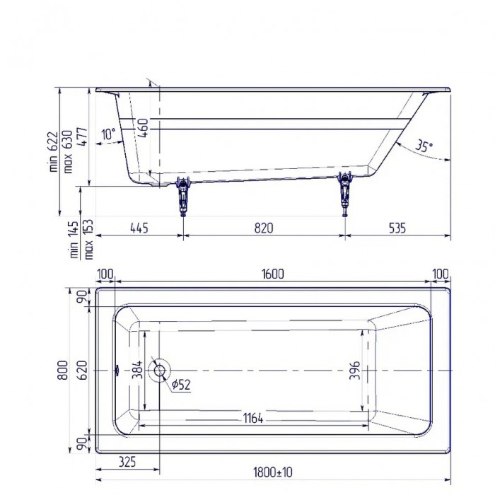 Ванна чугунная Delice Parallel 180х80 с антискользящим покрытием  DLR220506-AS - 3