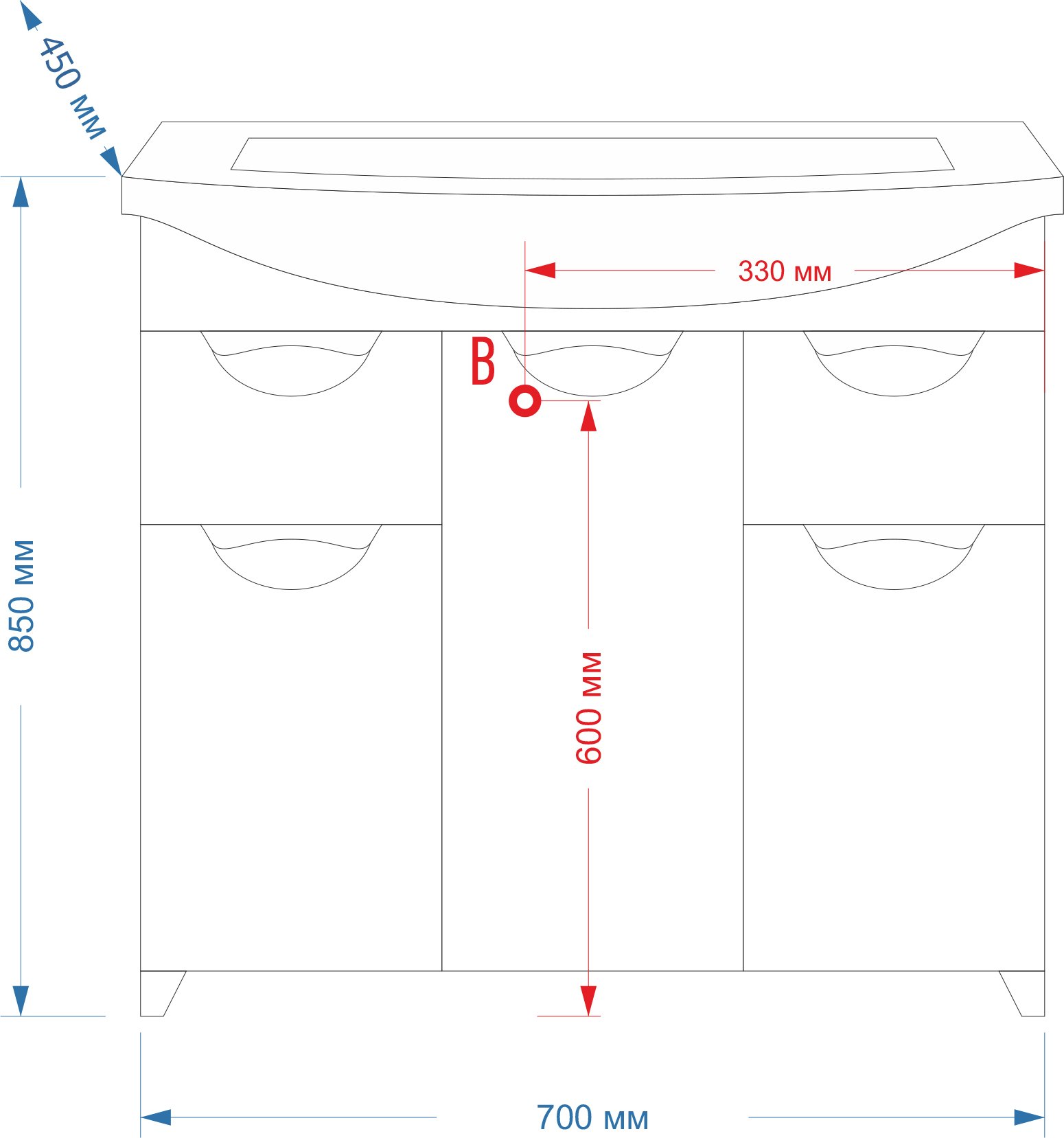 Тумба для комплекта Misty Лаванда 70 белая эмаль, с ящиками Э-Лав01070-0112Я - 2