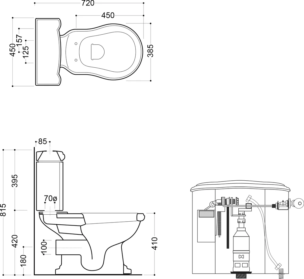 Бачок для унитаза Kerasan Retro белый  107101 - 2