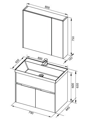 Мебельная раковина Aquanet Орлеан 80 179395 - 3