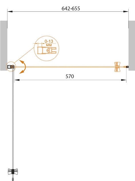 Душевая дверь в нишу Cezares Eco O B-1-65-P-Cr стекло punto ECO-O-B-1-65-P-Cr - 9
