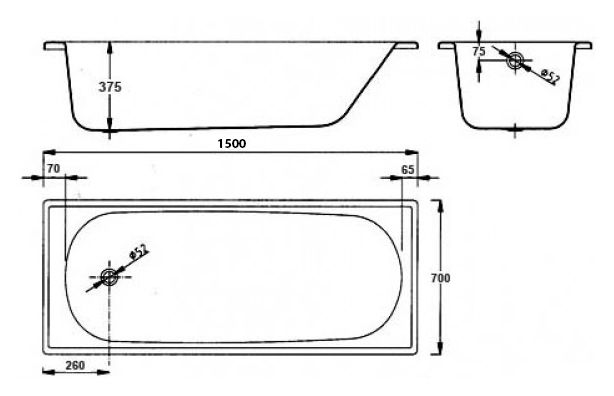 Стальная ванна Blb Europa 150x70 B50ESLS - 5