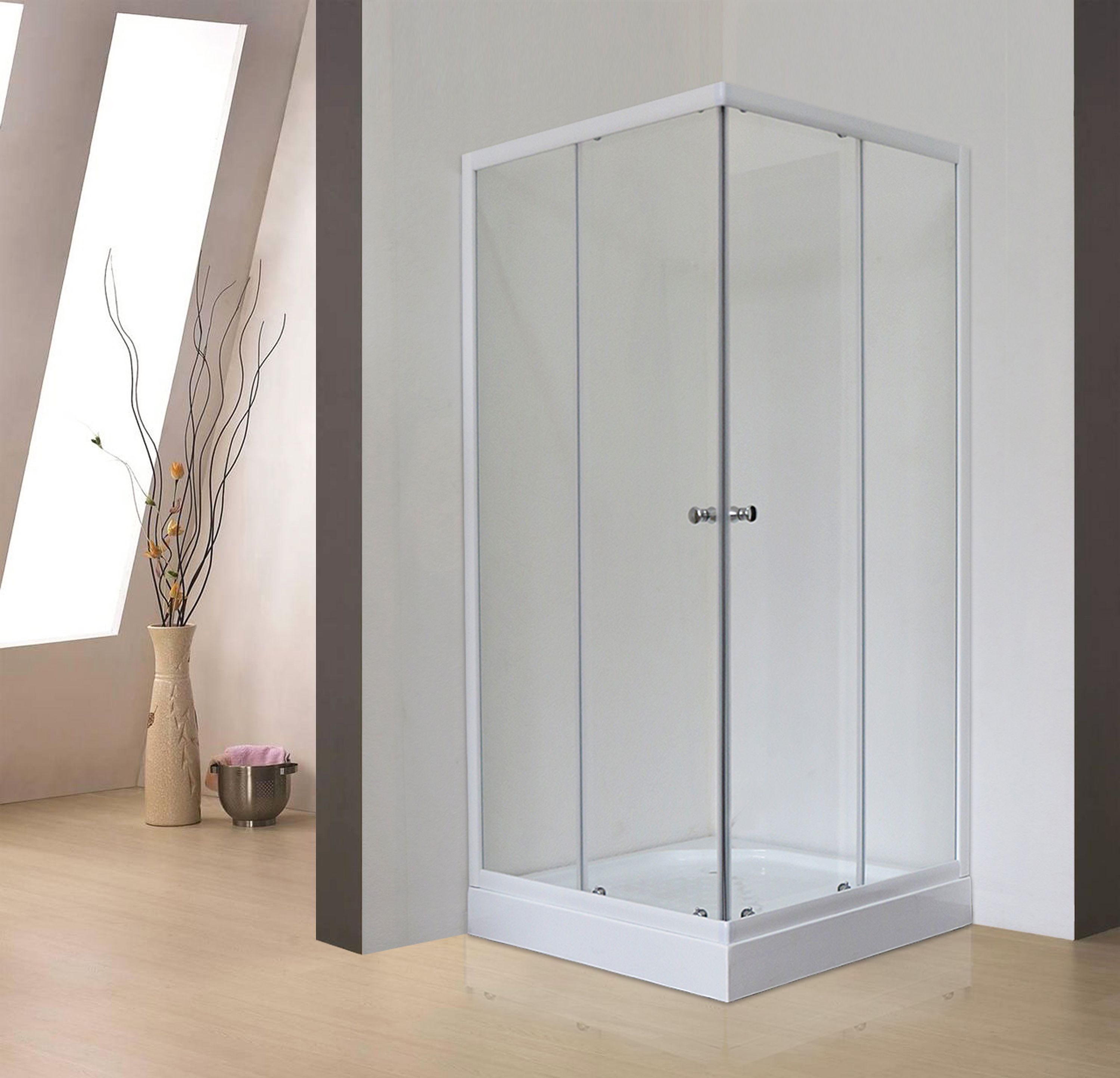 Душевой уголок Royal Bath HP 80х80 с поддоном профиль белый стекло прозрачное RB80HP-T - 1