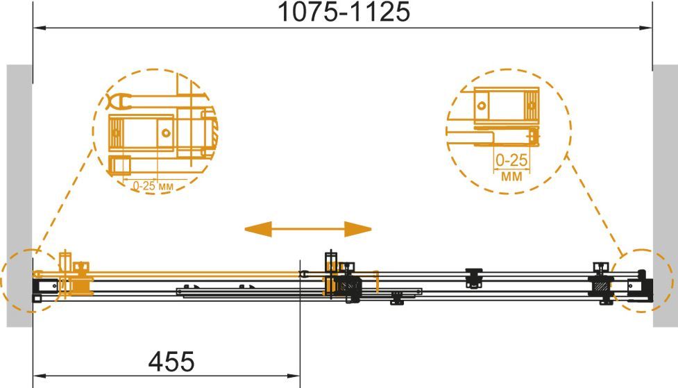 Душевая дверь в нишу Cezares Stylus Soft BF 1 110 C Cr STYLUS-SOFT-BF-1-110-C-Cr - 3