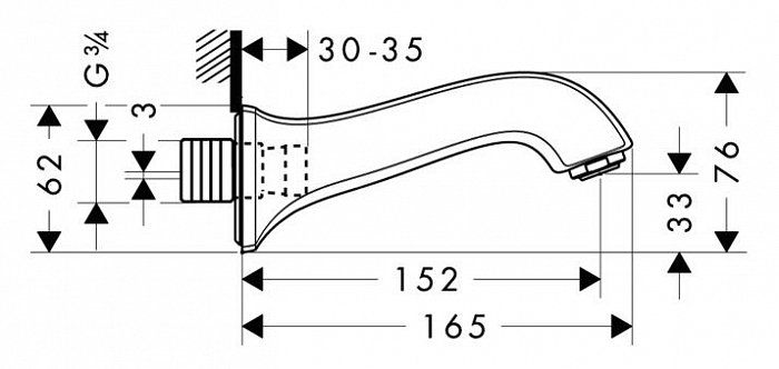 Излив Hansgrohe Metris classic 13413000 для ванны - 1