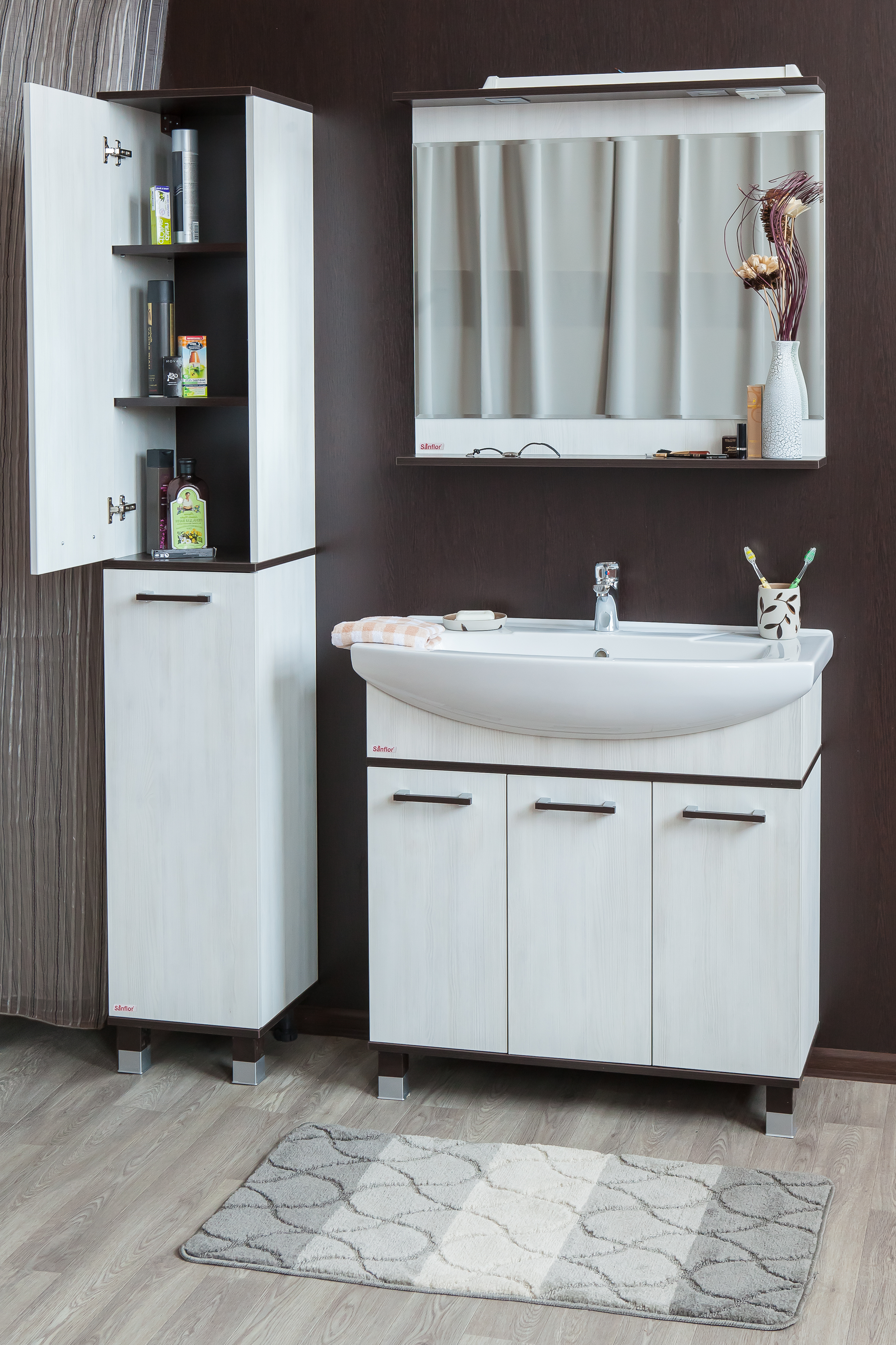 Шкаф-пенал Sanflor Толедо венге, северное дерево светлое, L Н0000001267 - 2