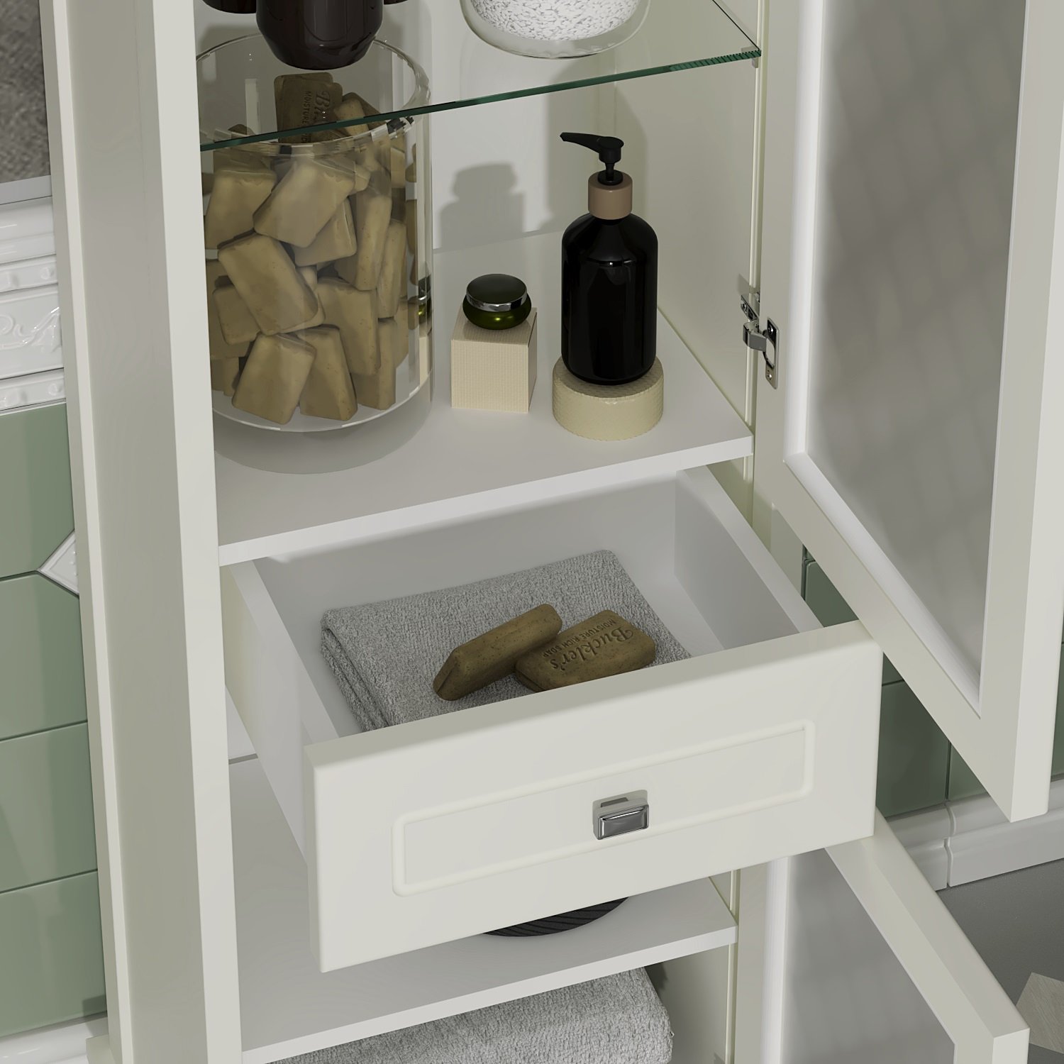 Шкаф-пенал Opadiris Омега 45 R слоновая кость 00-00001617 - 3