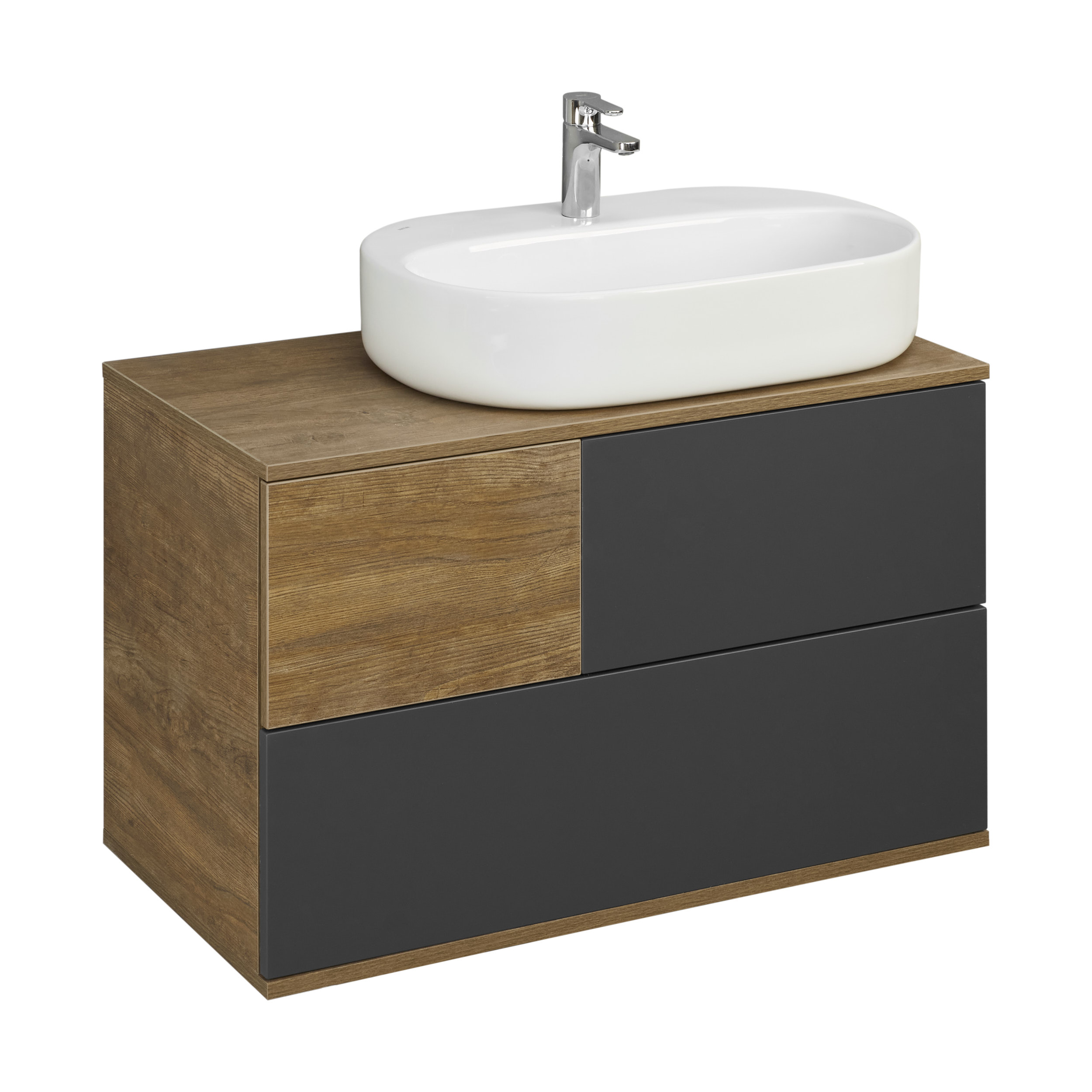 Тумба под раковину Aquaton Терра 85 светлое дерево-серый 1A247201TEKA0 - 11