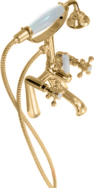 Ванна из искусственного камня Фэма Салерно 2 белая, ножки бронза, со смесителем - 1