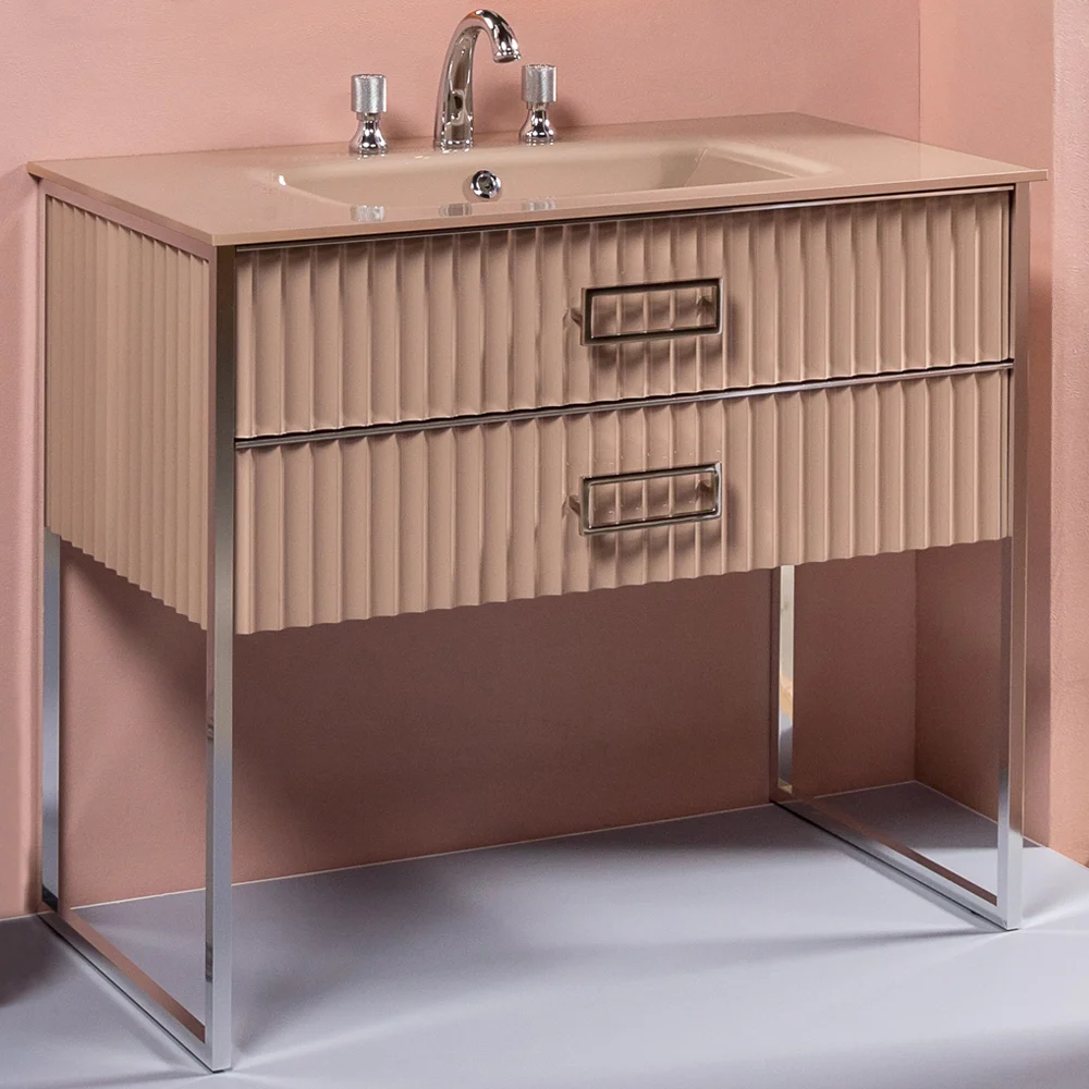 Тумба под раковину моноблок Boheme Armadi Art Monaco 100 бежевый глянец - хром 866-100-CPCR - 0