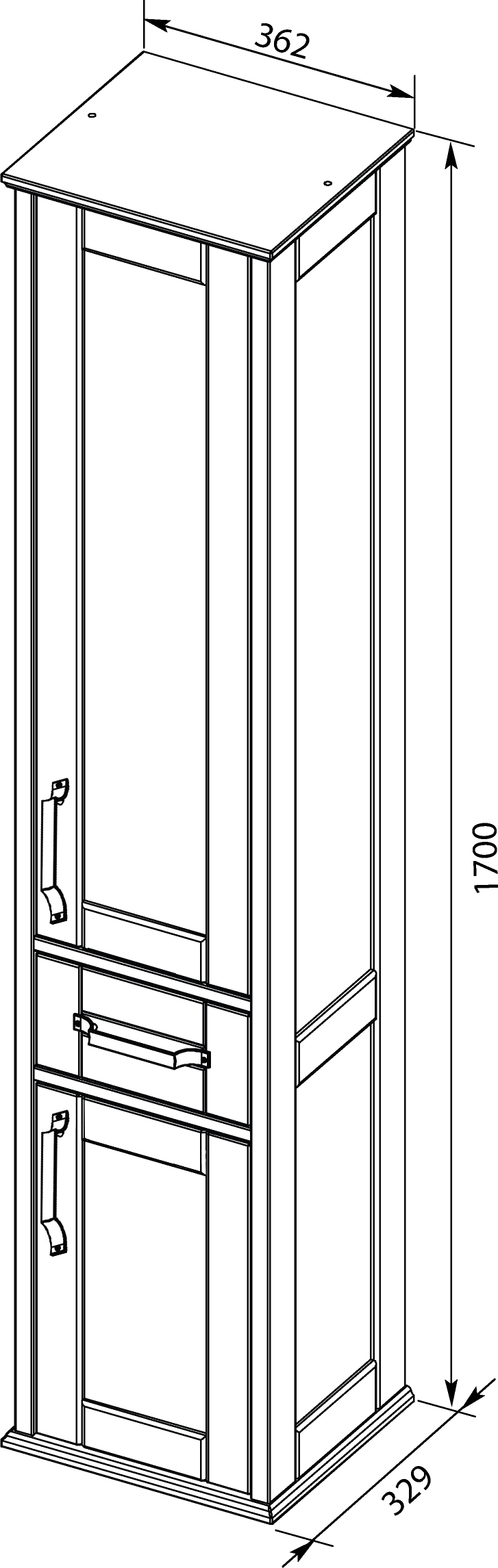 Шкаф-пенал Aquanet Денвер 36 R, белый глянец 199214 - 24
