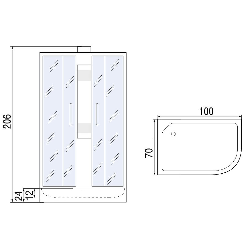 Душевая кабина с поддоном River Nara Б/К 100/70/24 MT R  10000008784 - 5