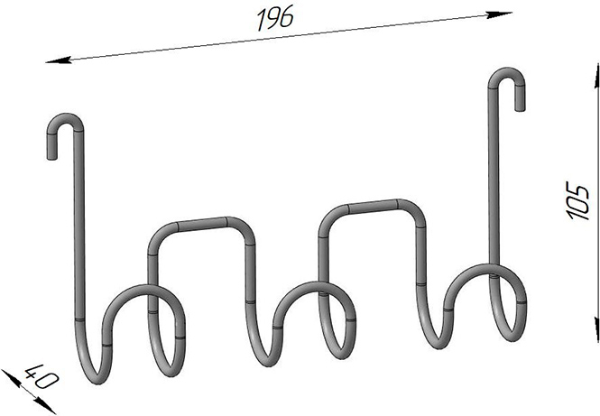 Крючок DIWO Смоленск П16542 тройной, черный муар - 4