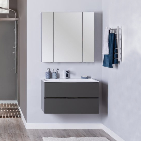 Зеркало-шкаф Aquanet Алвита 90 серый антрацит 240110 - 1