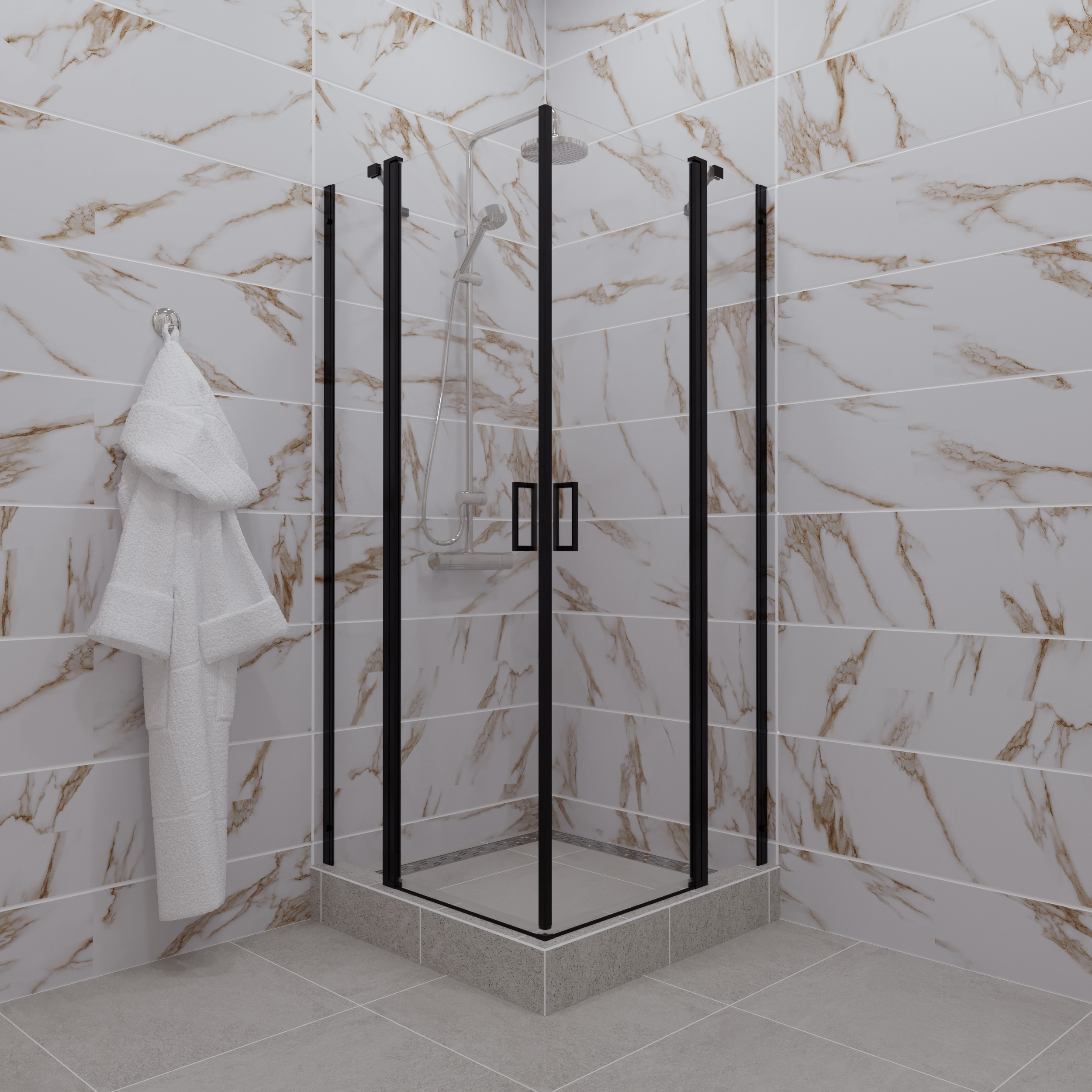 Душевой уголок DIWO Элиста 90х90 профиль черный матовый Щ0000055595 - 8