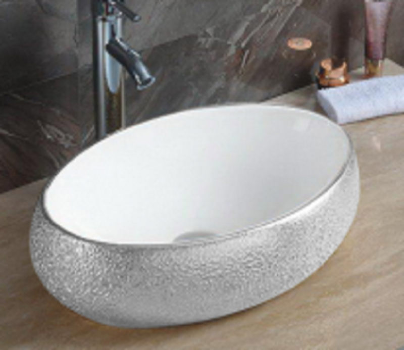 Раковина накладная CeramaLux NC 49 см белый/серебро  433SS - 0