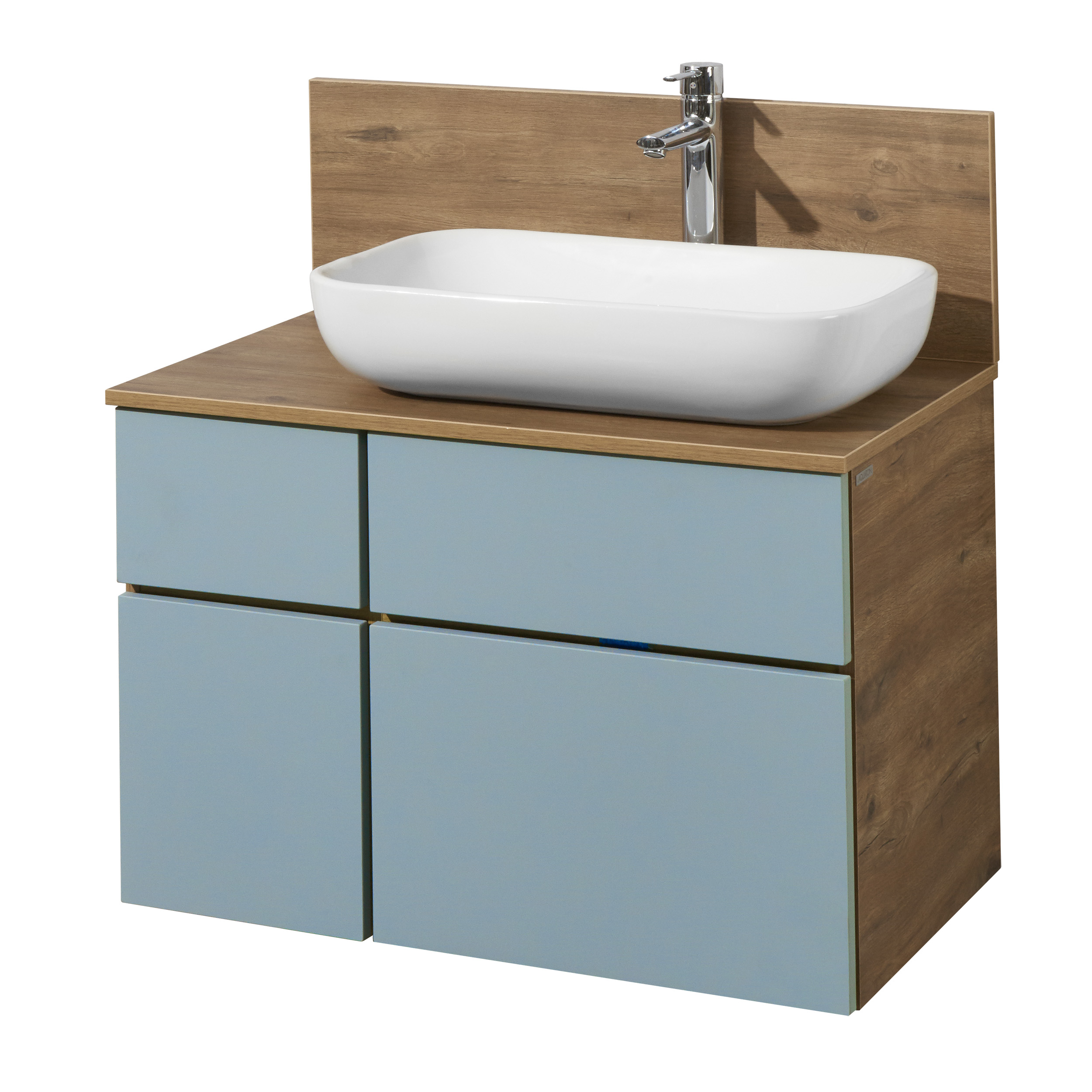Тумба под раковину Aquaton Мишель 80 без столешницы светлое дерево-голубой 1A256801MIX30 - 4