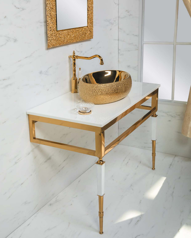 Консоль под раковину Armadi Art Vogue 100 золото - белый 890-G - 4