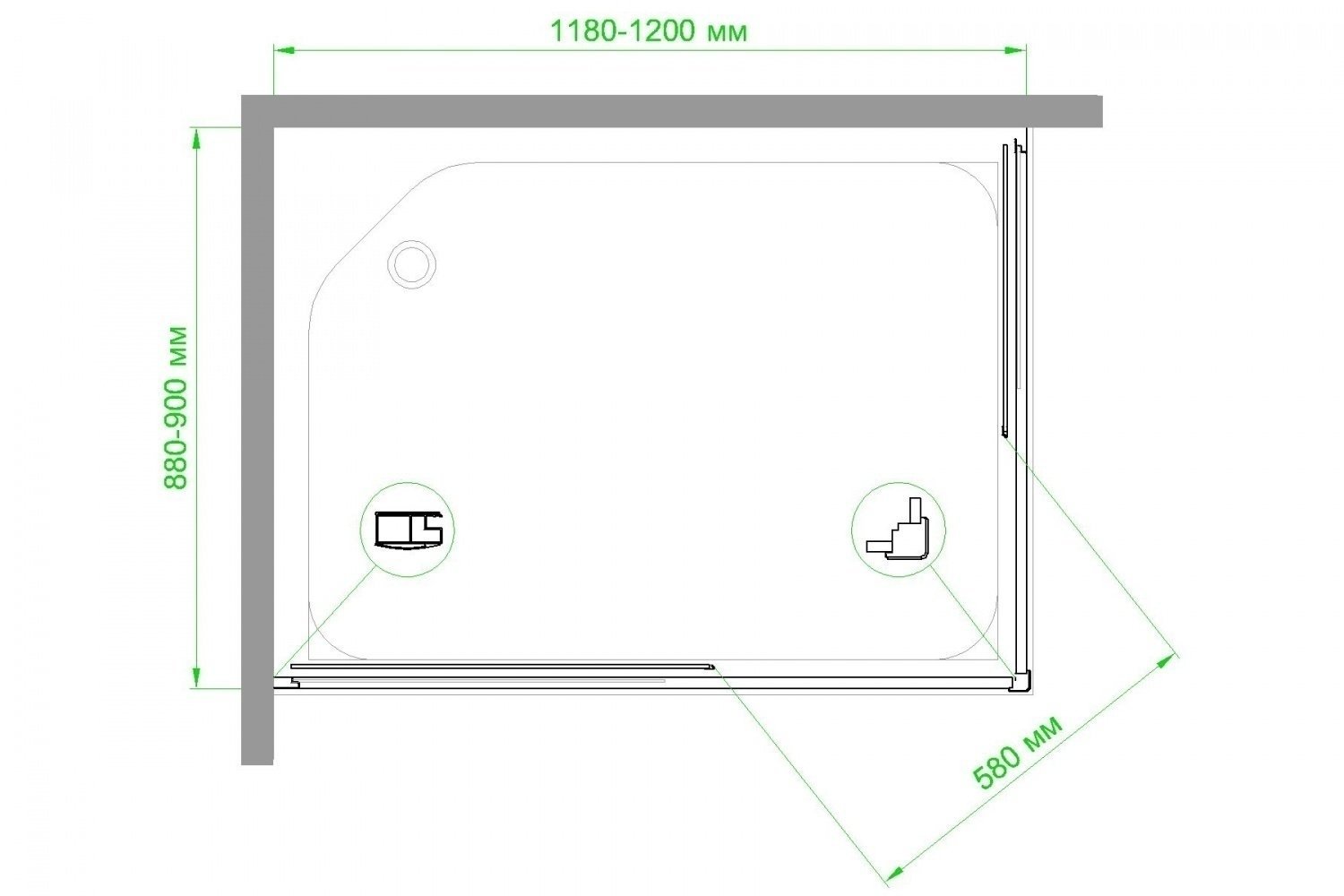 Душевой уголок Royal Bath HPD 120x90 профиль белый стекло матовое RB9120HPD-C - 3