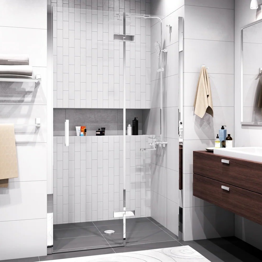 Душевая дверь в нишу Wasserkraft Aller 120х200 R профиль хром стекло прозрачное 10H05-SPR - 1