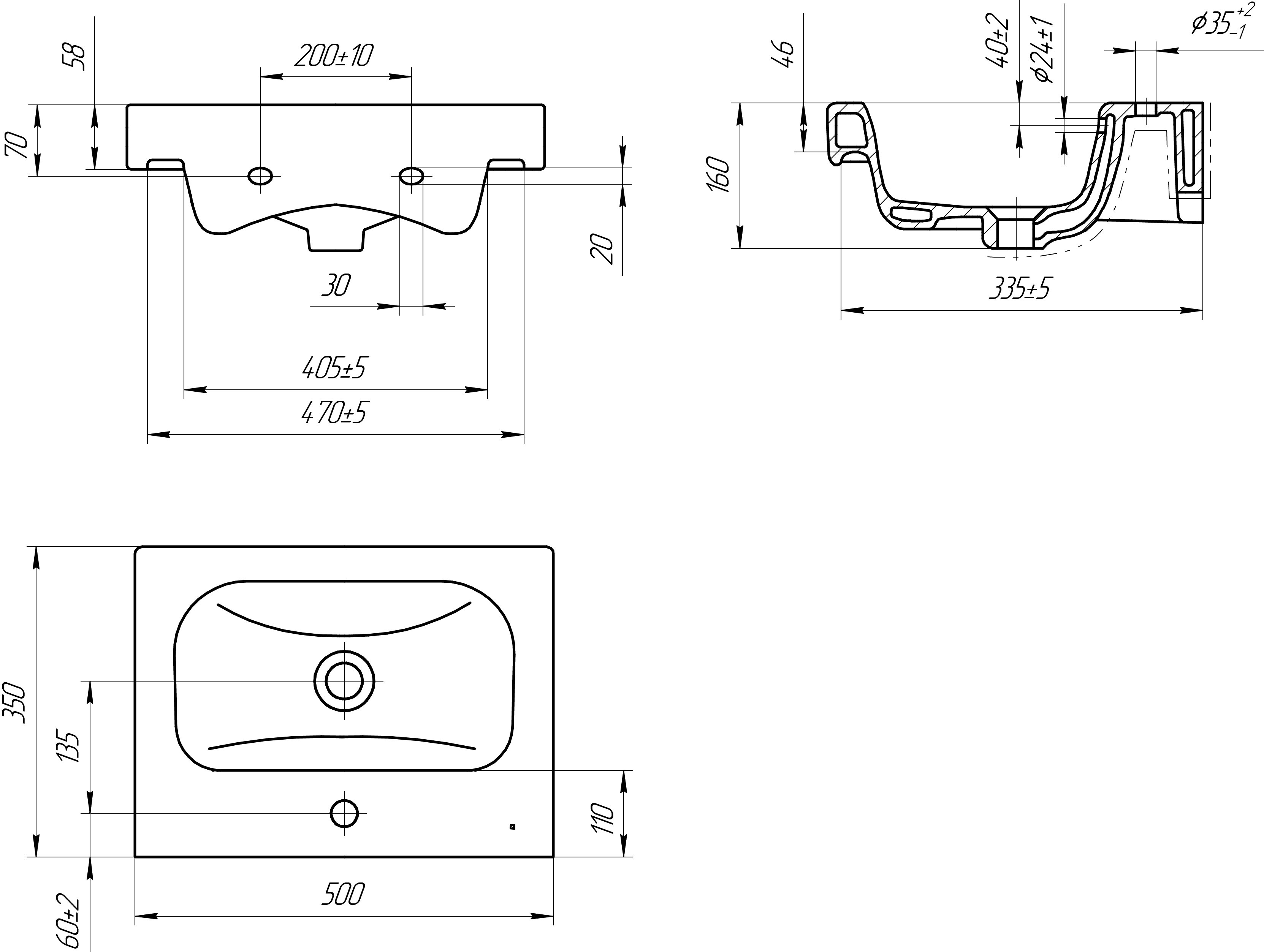 Мебель для ванной Бриклаер Кристалл 50 софт графит - 7