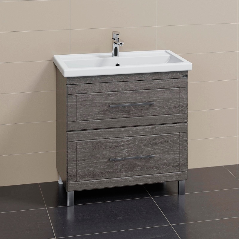 Тумба с раковиной напольная Санта Венера 80 темное дерево - 0