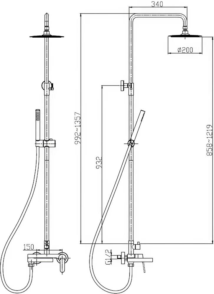 Душевая стойка BelBagno Delta золото брашированное DEL-VSCM-BORO - 1