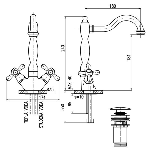 Смеситель для раковины Rav Slezak Morava хром  MK121.5/8SM - 1
