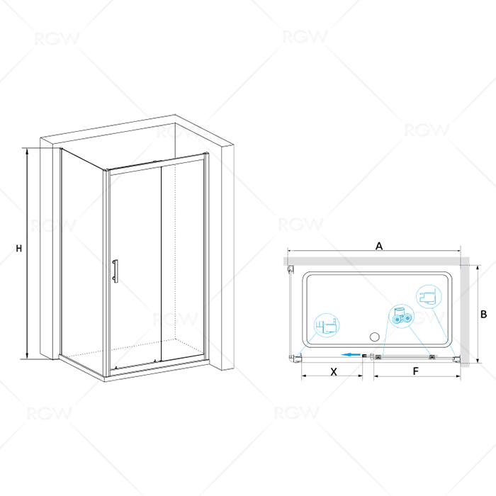 Душевой уголок  80*140*185 RGW PA-145 Прямоуг./Хром/Прозрачное/6 мм (Easy) 020814584-11 - 1