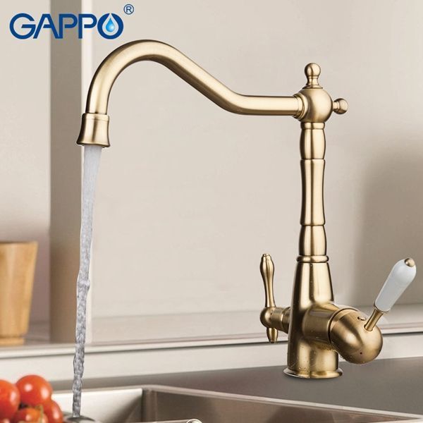 Смеситель для кухни с подключением фильтра питьевой воды бронза G4391-4 - 0