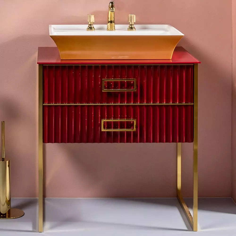 Тумба под раковину чашу Boheme Armadi Art Monaco 80 бордо глянец - золото 867-080-RG - 0