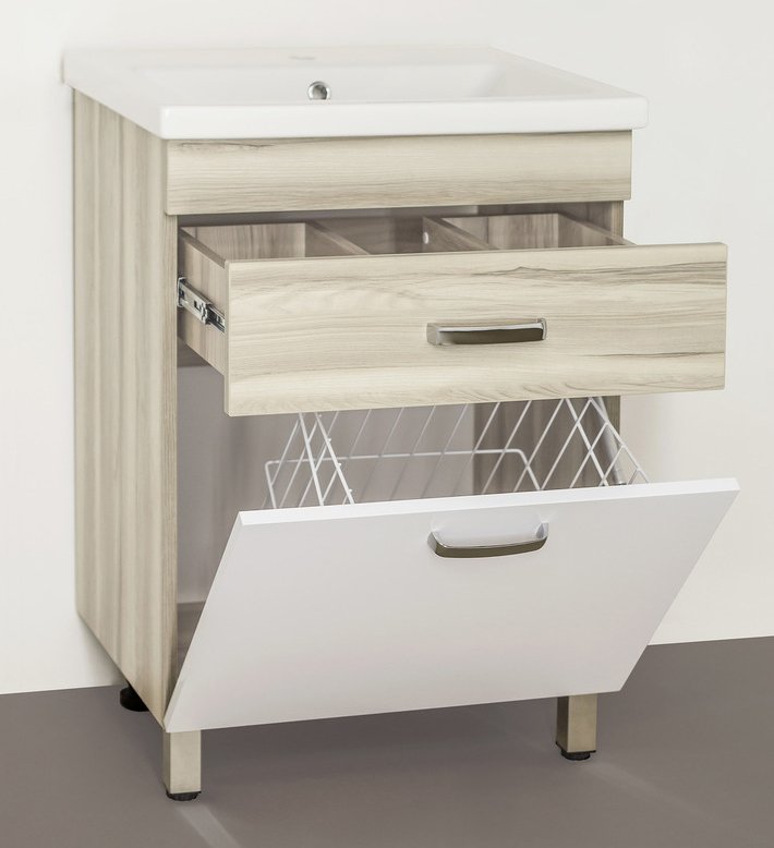 Мебель для ванной Style Line Ориноко 60 с бельевой корзиной, белая, ориноко - 2