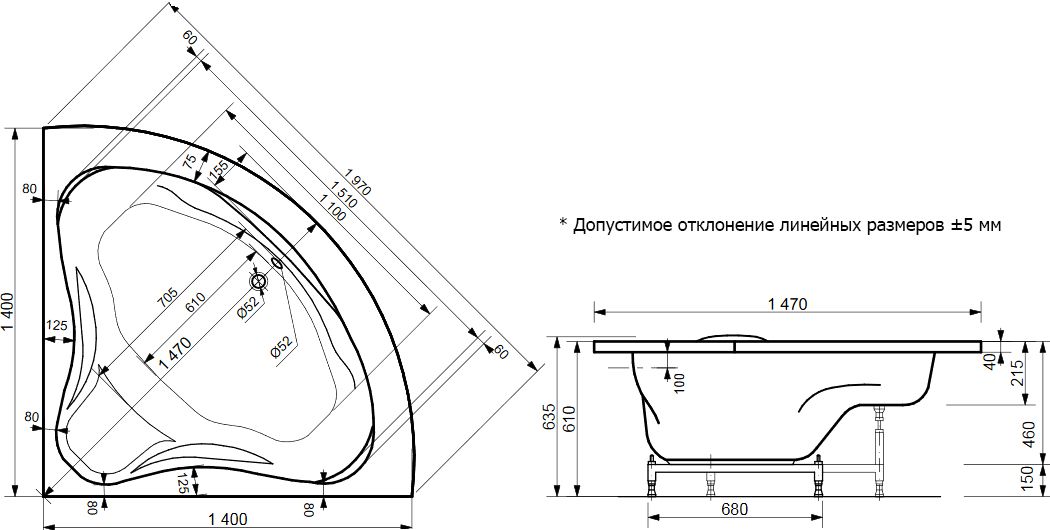 Ванна из искусственного камня Эстет Аврора ФР-00002601 140x140 - 6