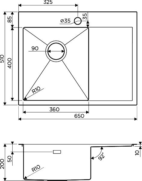 Мойка кухонная Omoikiri Akisame 65-IN-L нержавеющая сталь 4973058 - 1